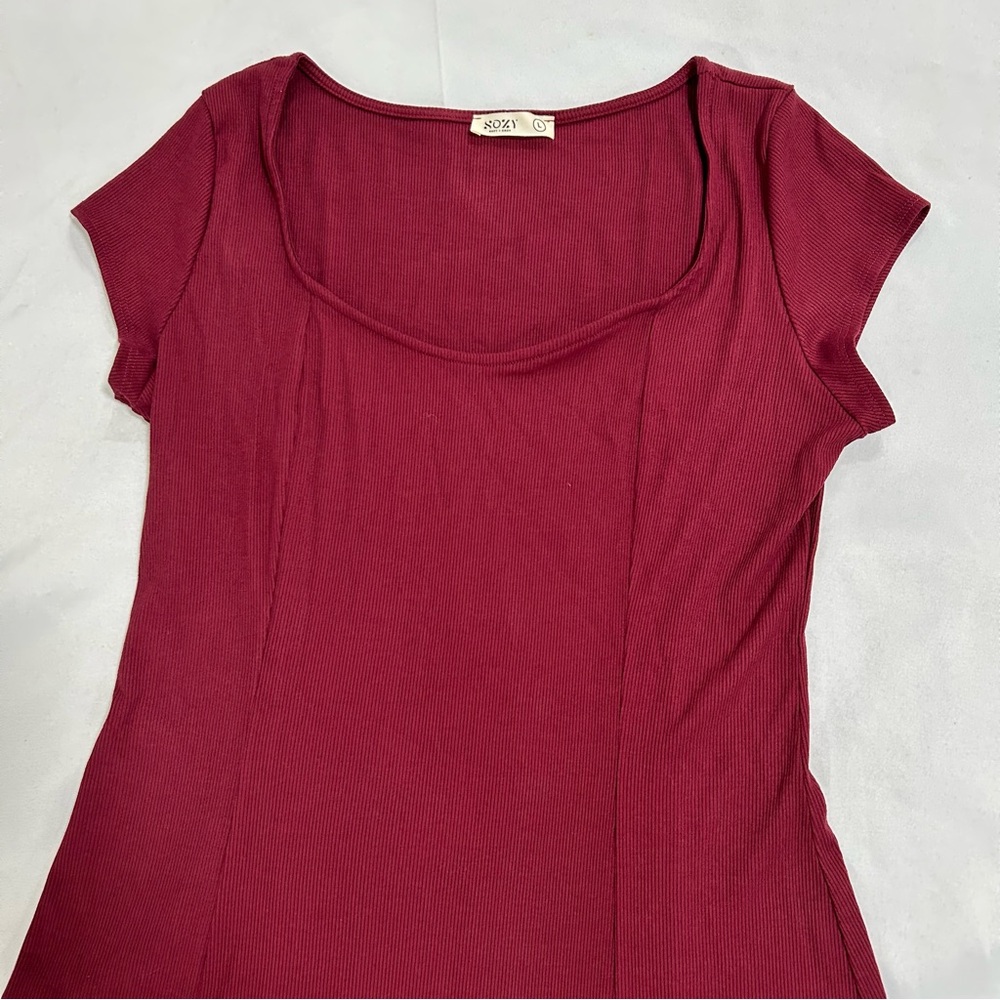 SOZY Burgundy Maxi Dress size 10 - Picture 3 of 9